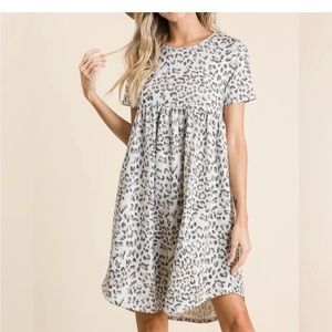 NWOT BomBom Leopard Animal Print Babydoll Dress Small